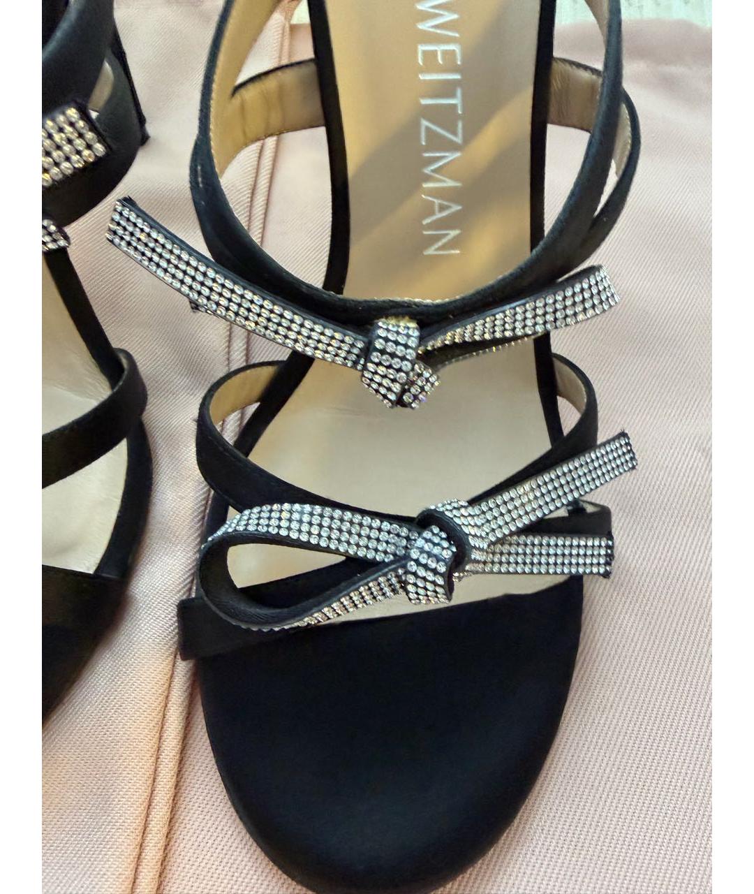 STUART WEITZMAN Черные кожаные босоножки, фото 5