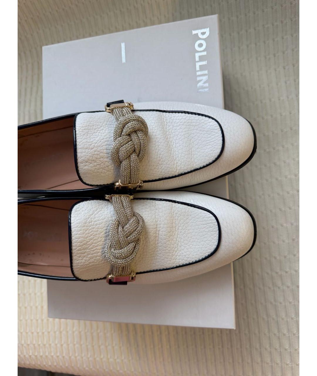 POLLINI Белые кожаные лоферы, фото 7