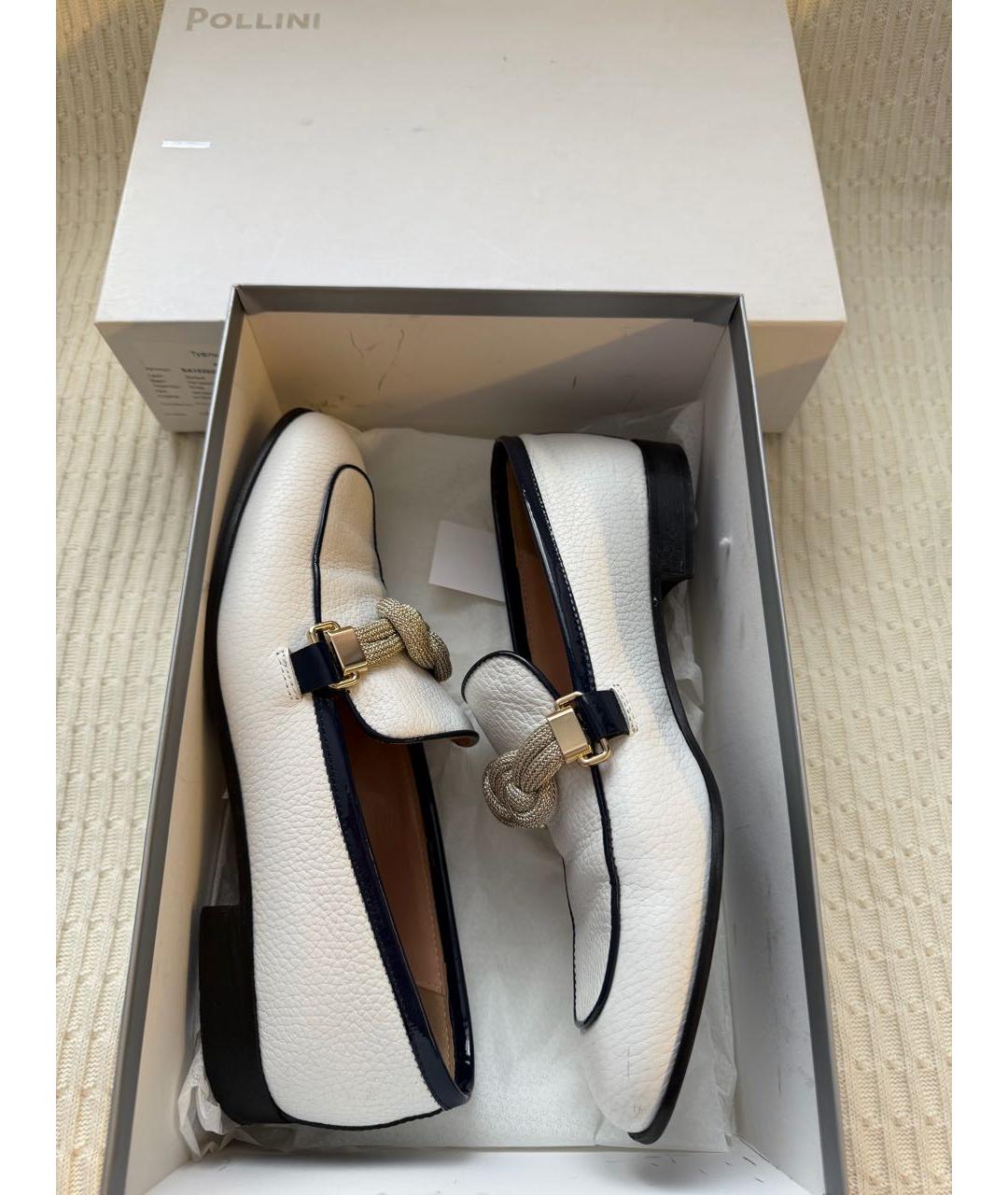 POLLINI Белые кожаные лоферы, фото 8