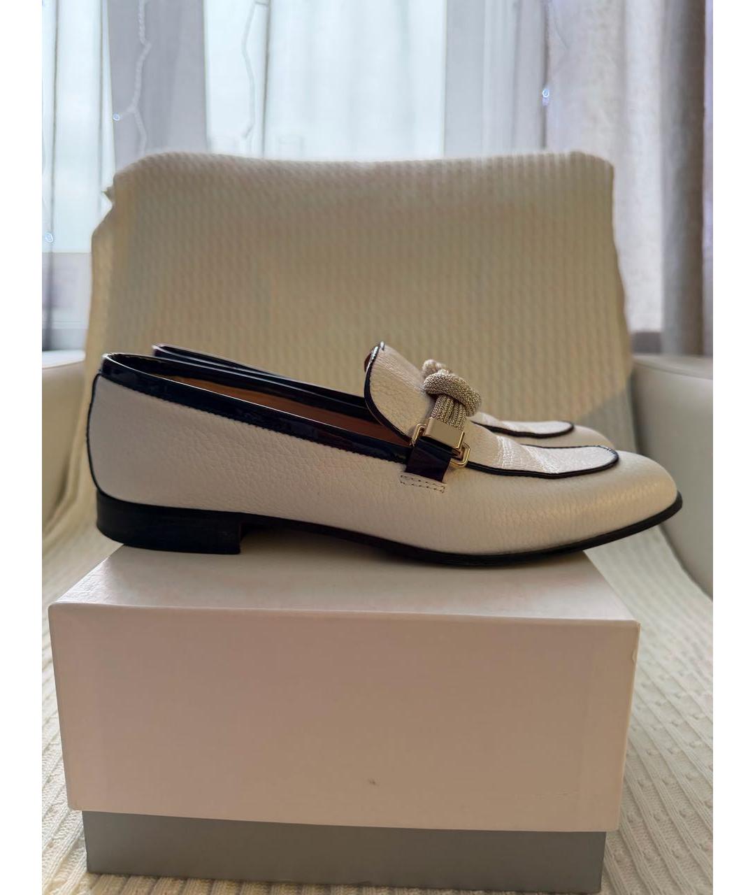 POLLINI Белые кожаные лоферы, фото 9