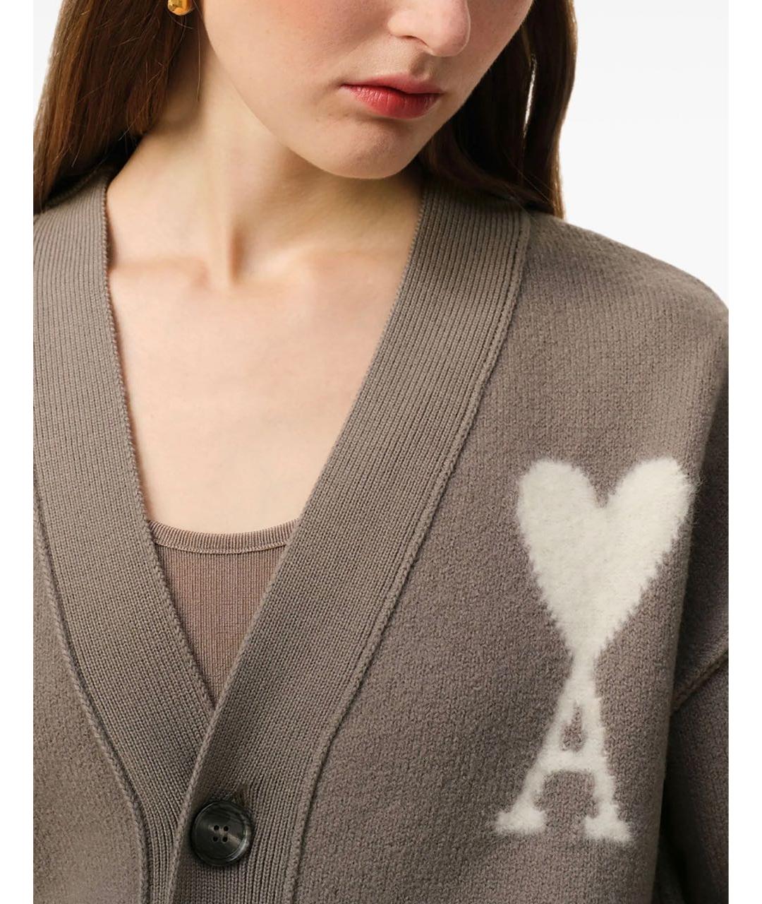 Ami Paris Бежевый шерстяной кардиган, фото 3