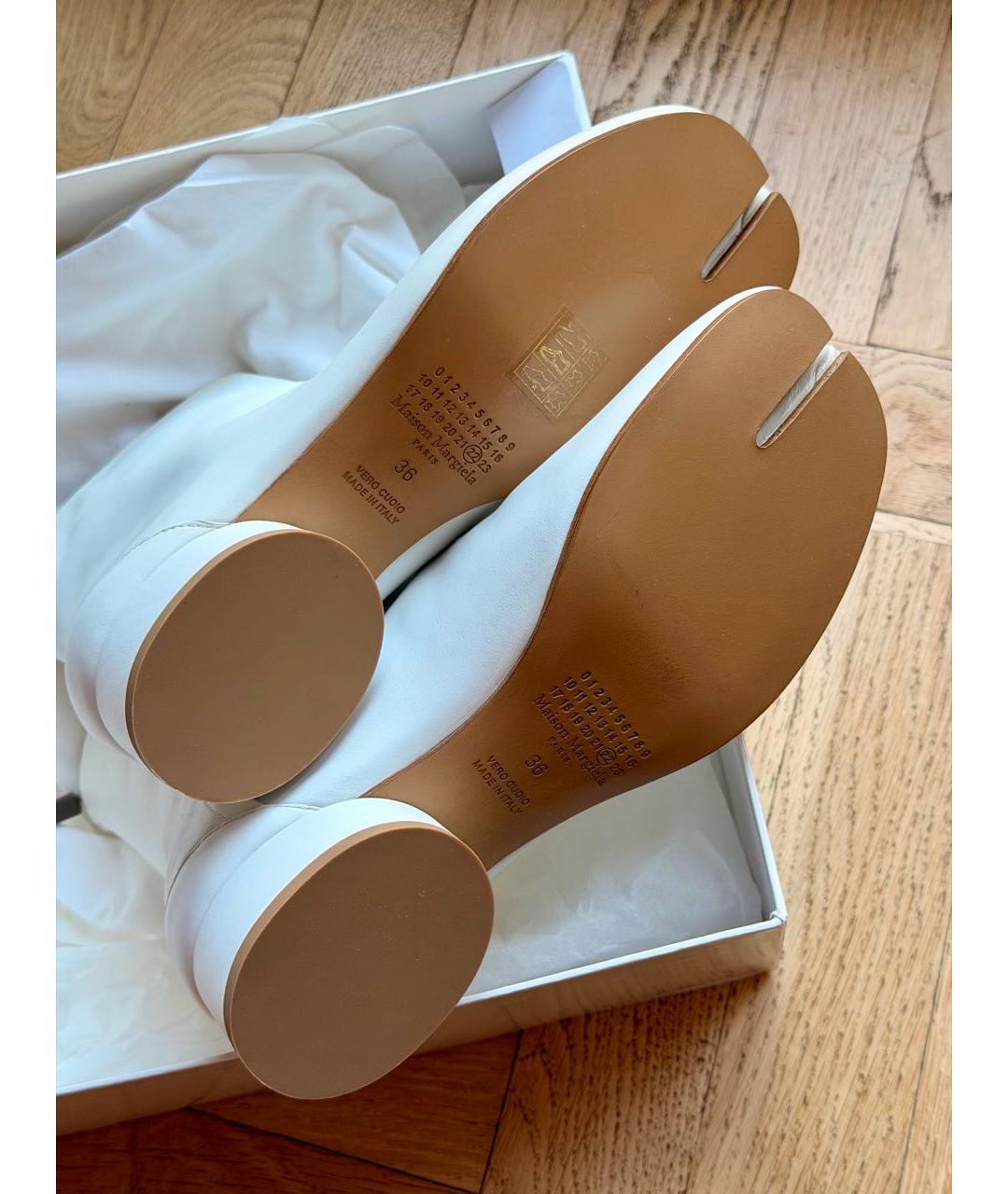 MAISON MARGIELA Белые кожаные полусапоги, фото 6