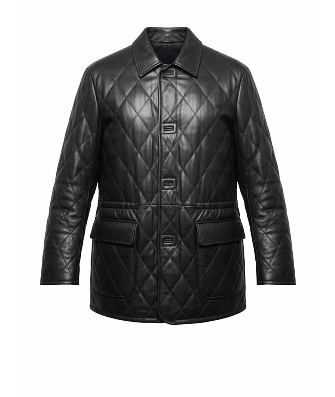 BRIONI Темно-синяя кожаная куртка, фото 1