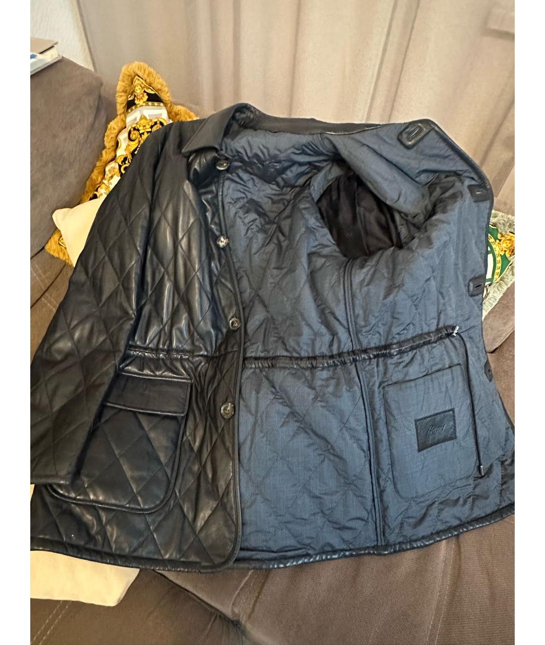 BRIONI Темно-синяя кожаная куртка, фото 2