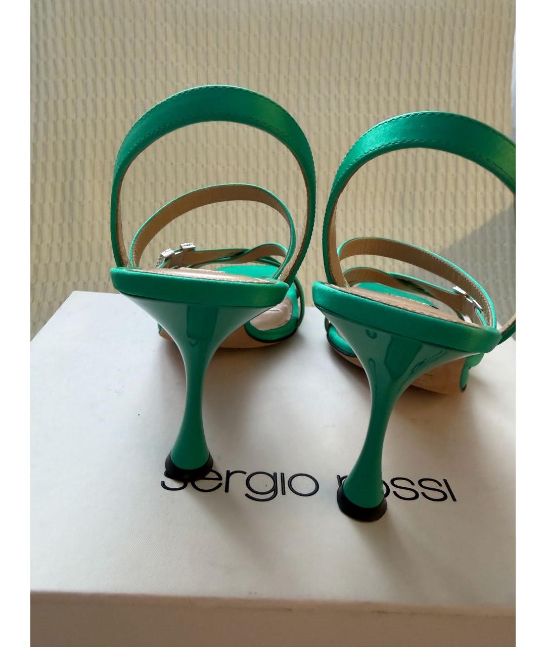 SERGIO ROSSI Салатовые кожаные босоножки, фото 3