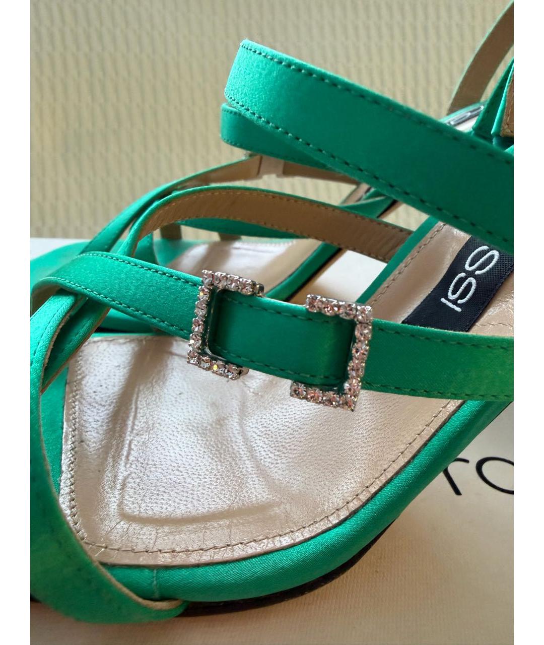 SERGIO ROSSI Салатовые кожаные босоножки, фото 5