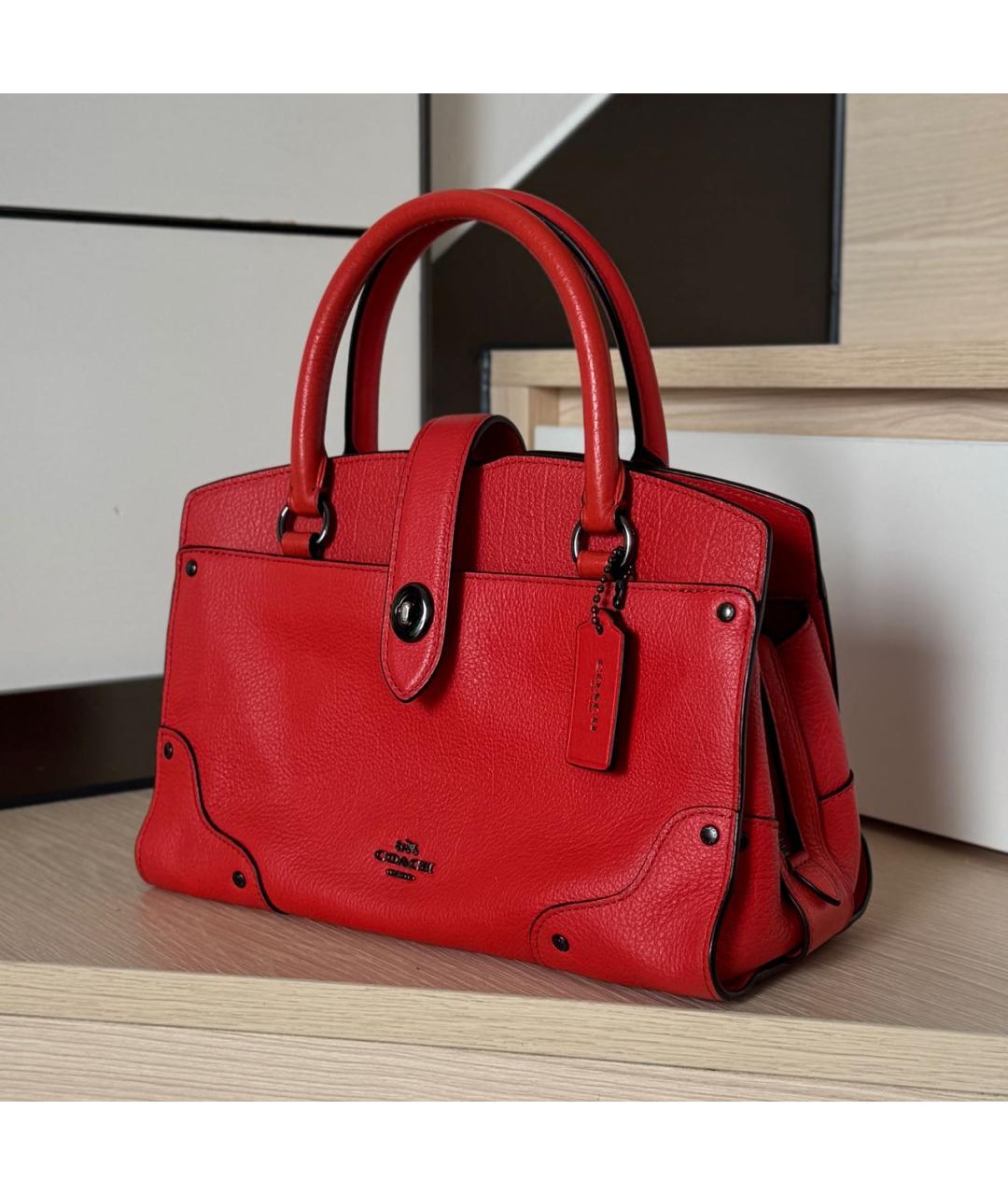 COACH Красная сумка с короткими ручками, фото 2