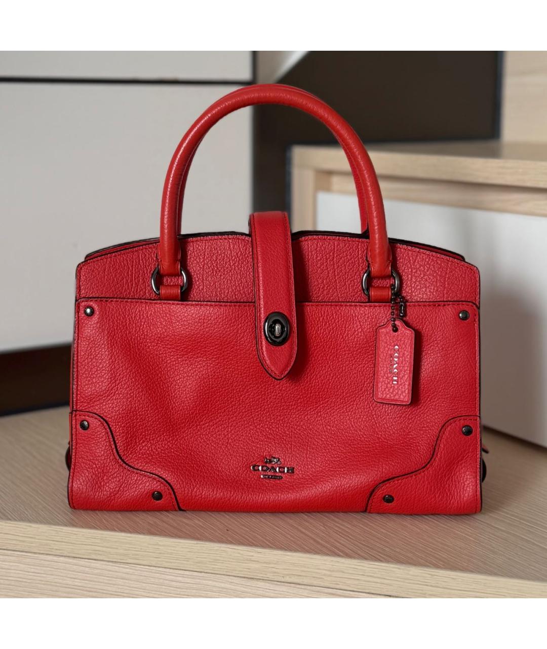 COACH Красная сумка с короткими ручками, фото 9