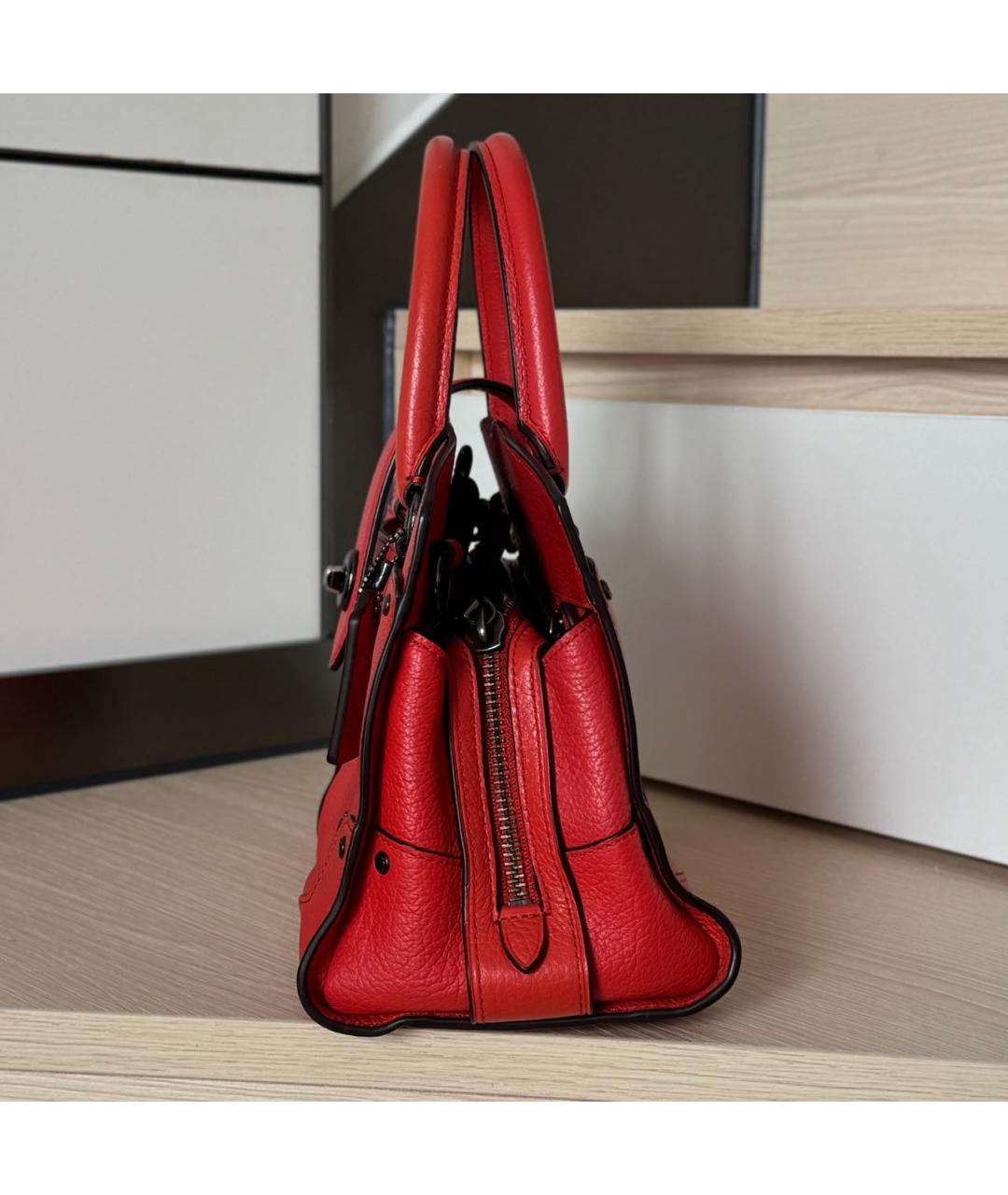 COACH Красная сумка с короткими ручками, фото 7