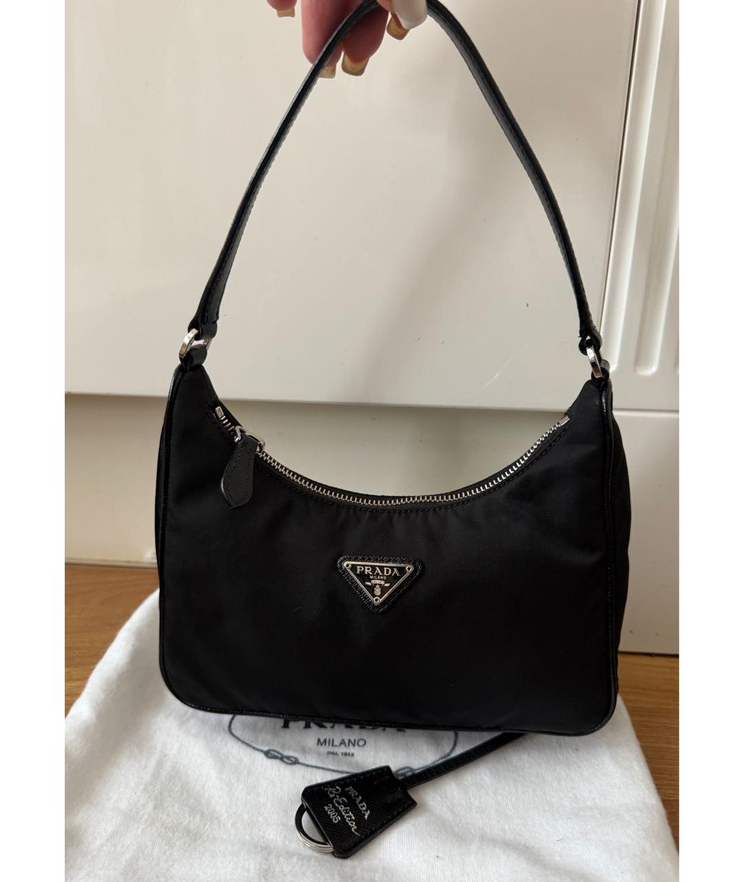 PRADA Черная тканевая сумка с короткими ручками, фото 5