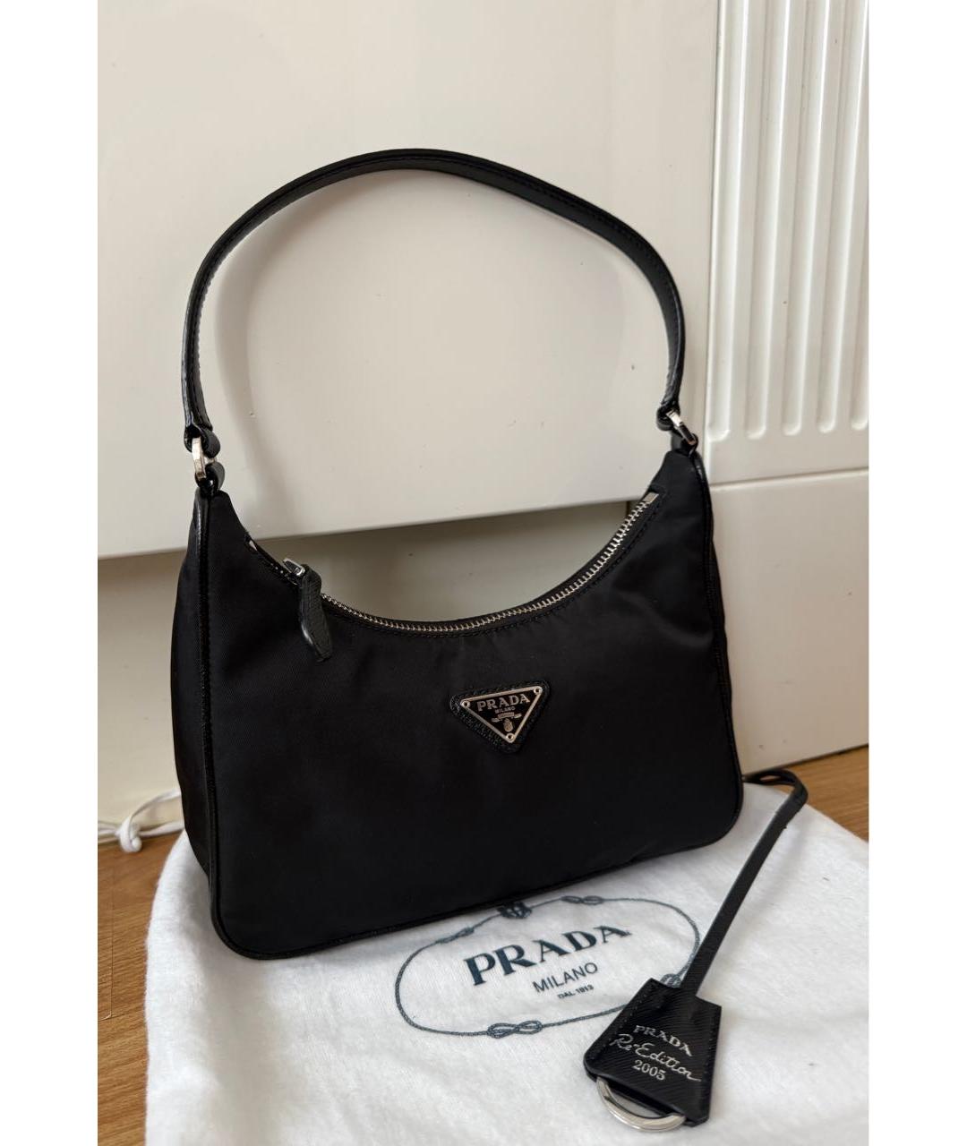 PRADA Черная тканевая сумка с короткими ручками, фото 6