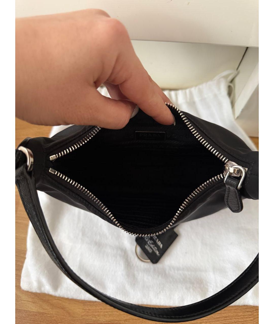 PRADA Черная тканевая сумка с короткими ручками, фото 4
