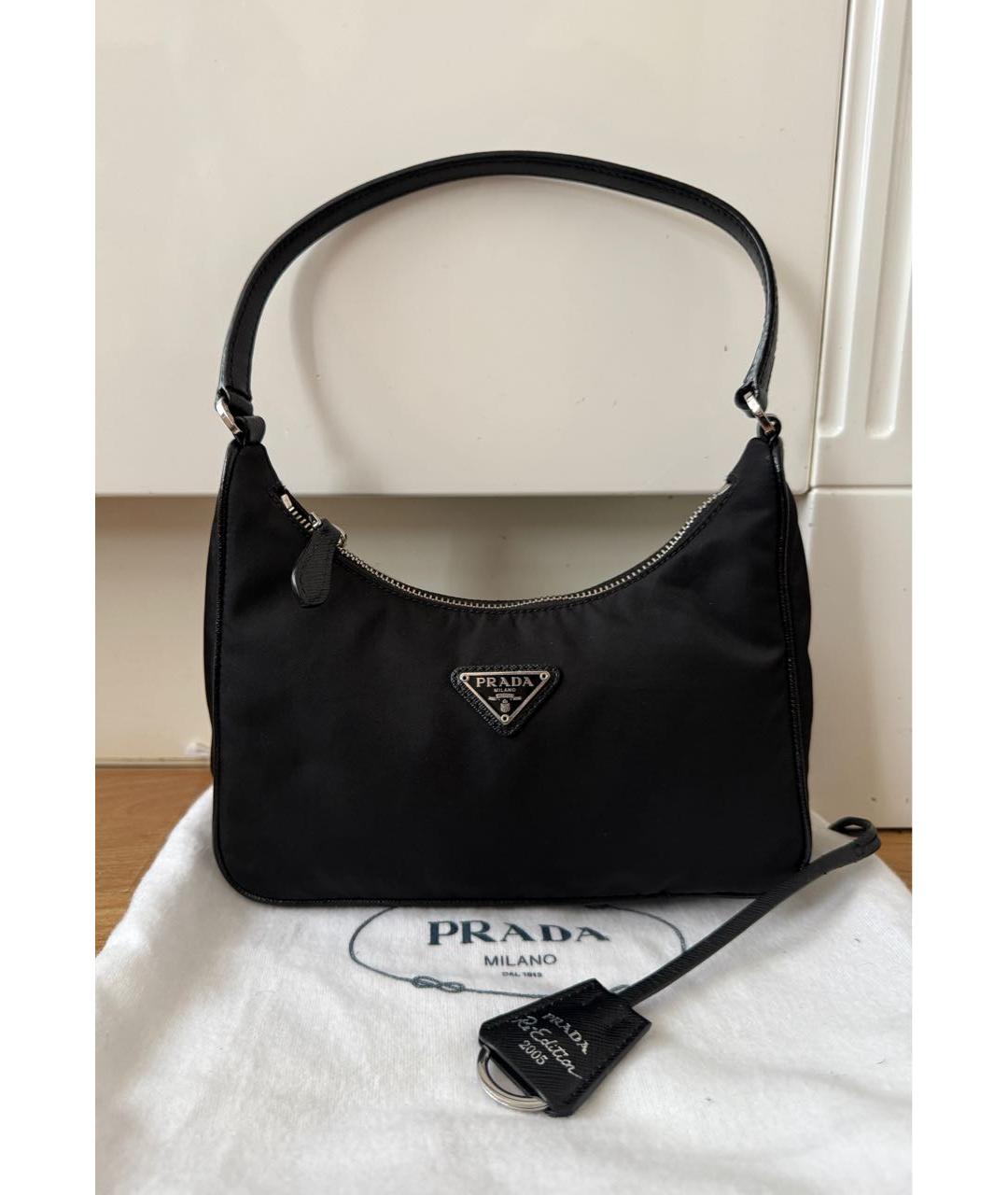 PRADA Черная тканевая сумка с короткими ручками, фото 9