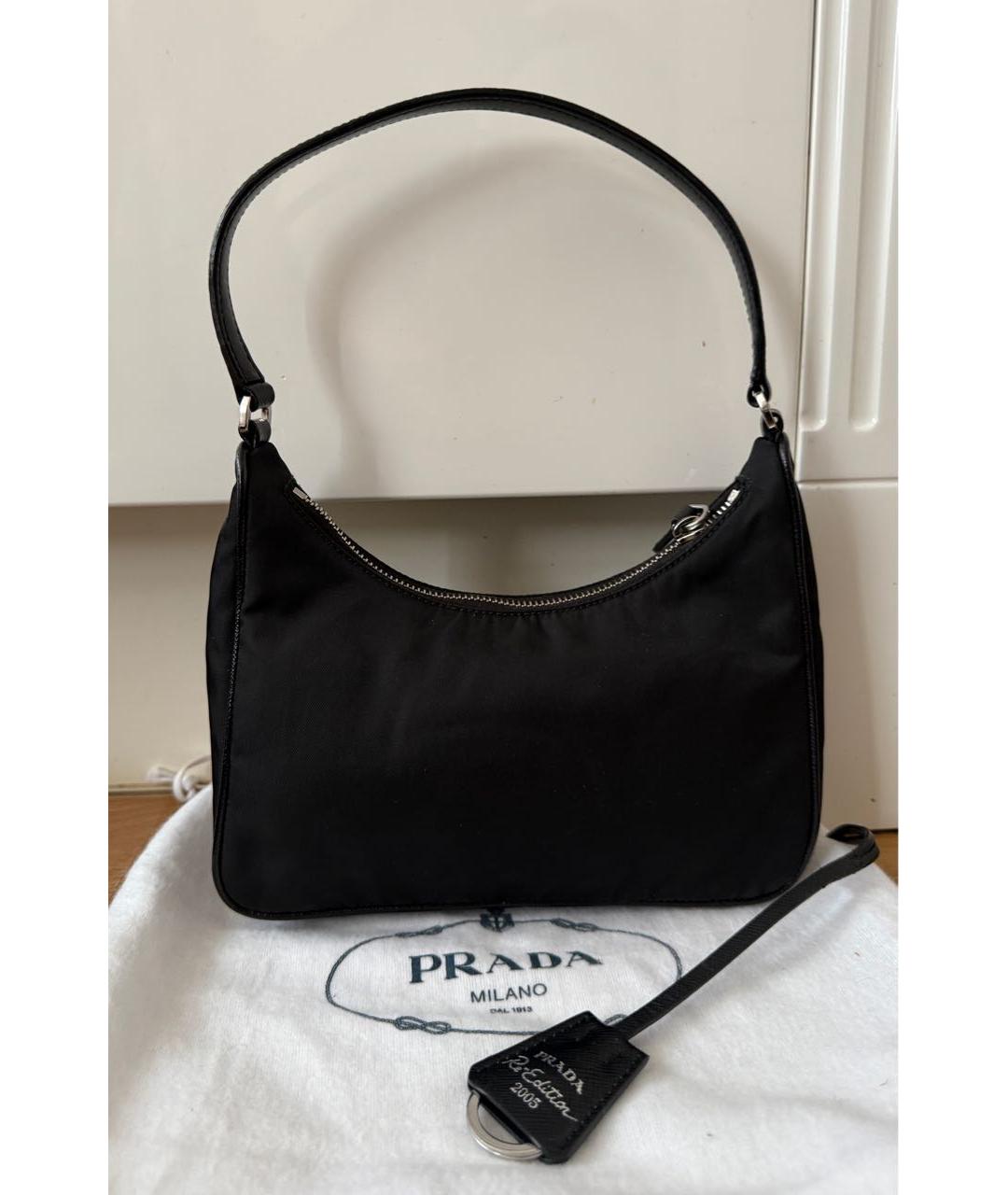 PRADA Черная тканевая сумка с короткими ручками, фото 3