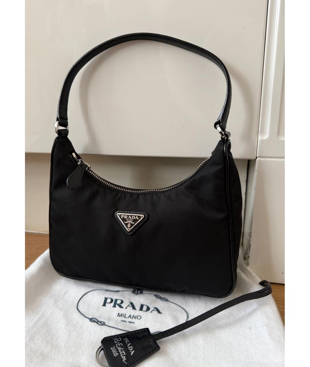 PRADA Черная тканевая сумка с короткими ручками, фото 7