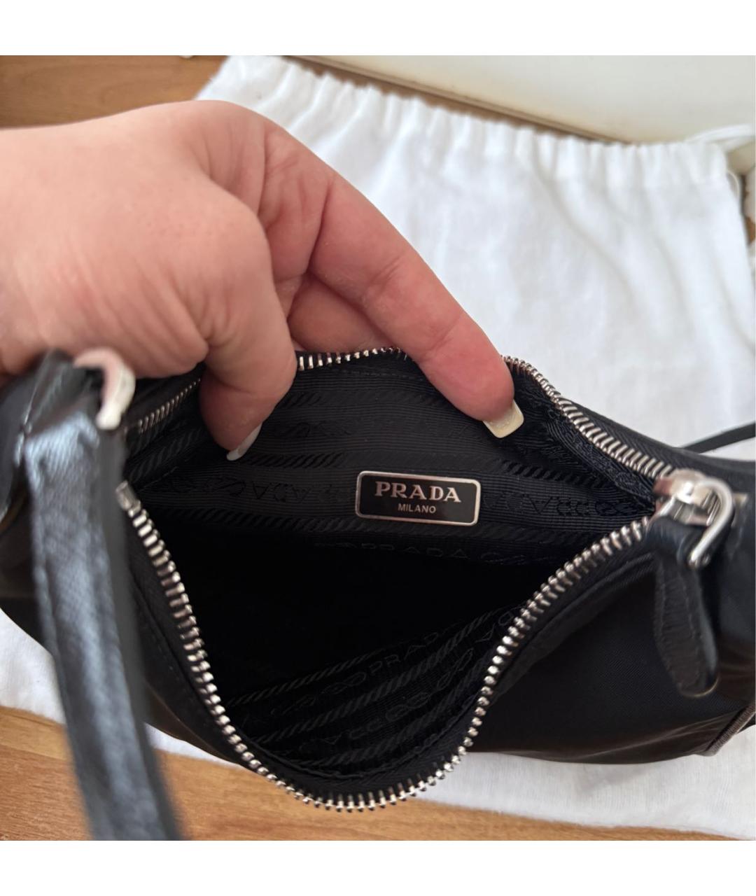 PRADA Черная тканевая сумка с короткими ручками, фото 8