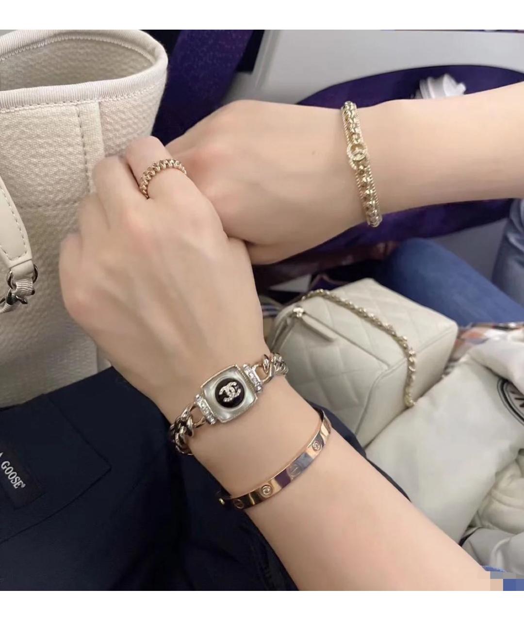 CHANEL Золотой металлический браслет, фото 4