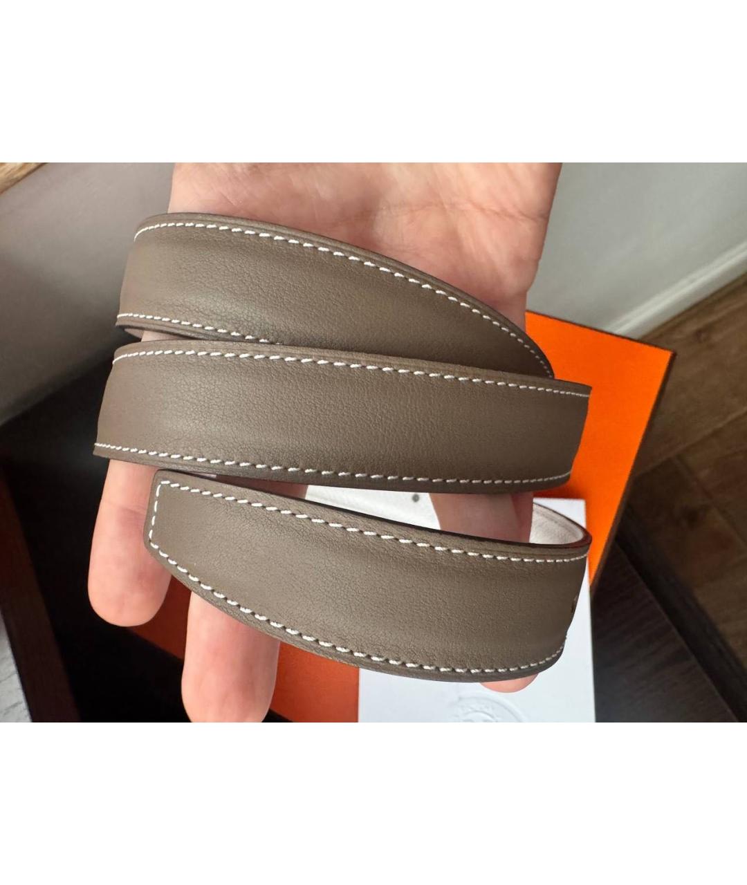 HERMES Бежевый кожаный ремень, фото 5