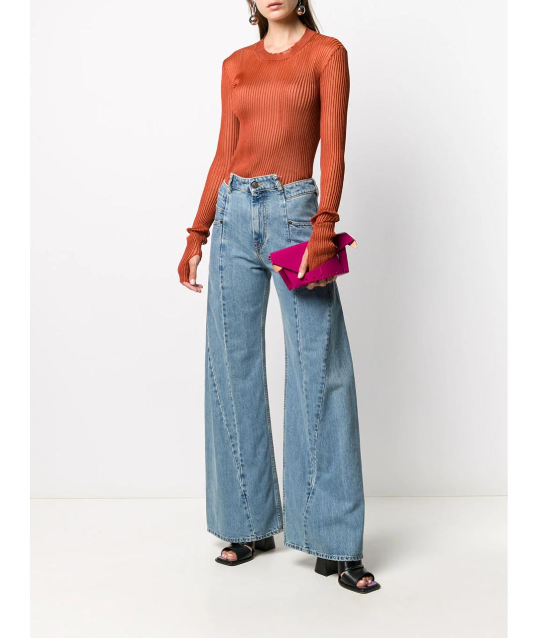 MAISON MARGIELA Голубые хлопковые прямые джинсы, фото 2