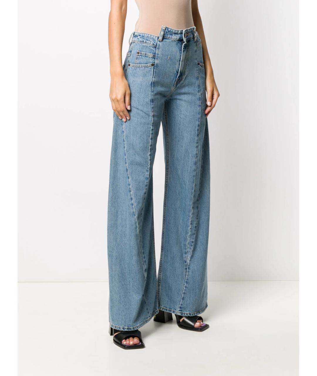 MAISON MARGIELA Голубые хлопковые прямые джинсы, фото 3