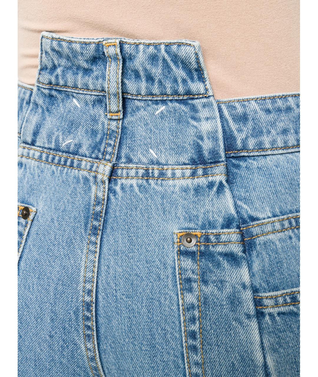 MAISON MARGIELA Голубые хлопковые прямые джинсы, фото 5