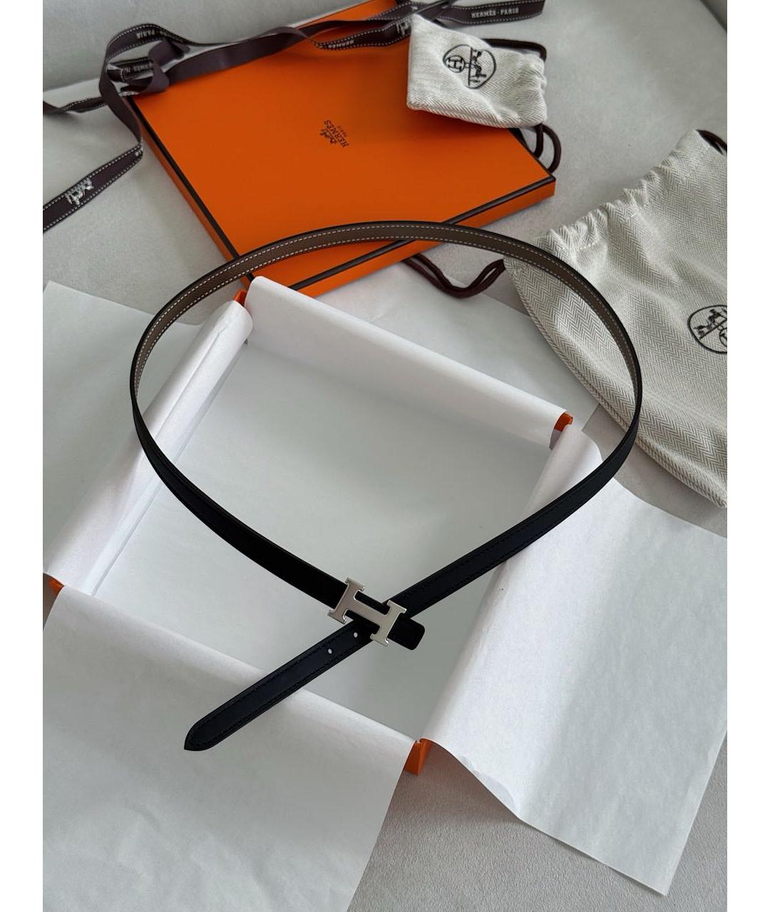 HERMES Черный кожаный ремень, фото 5