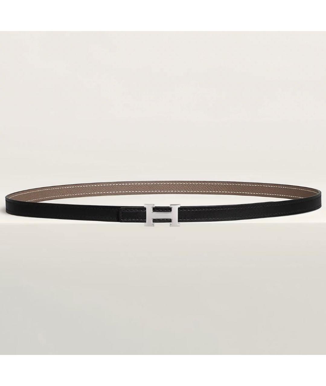 HERMES Черный кожаный ремень, фото 6