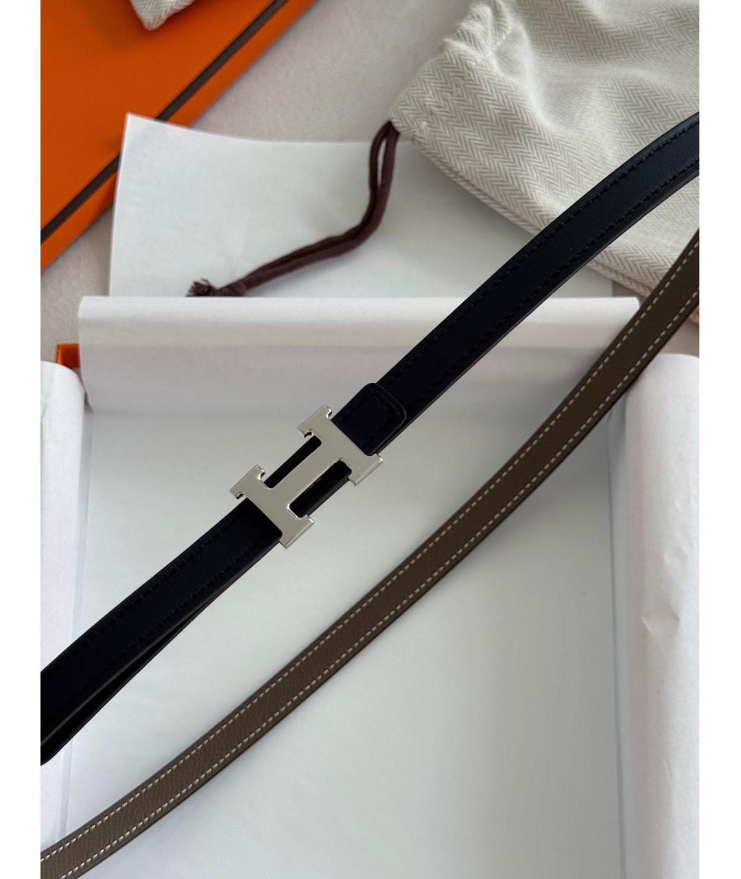 HERMES Черный кожаный ремень, фото 4