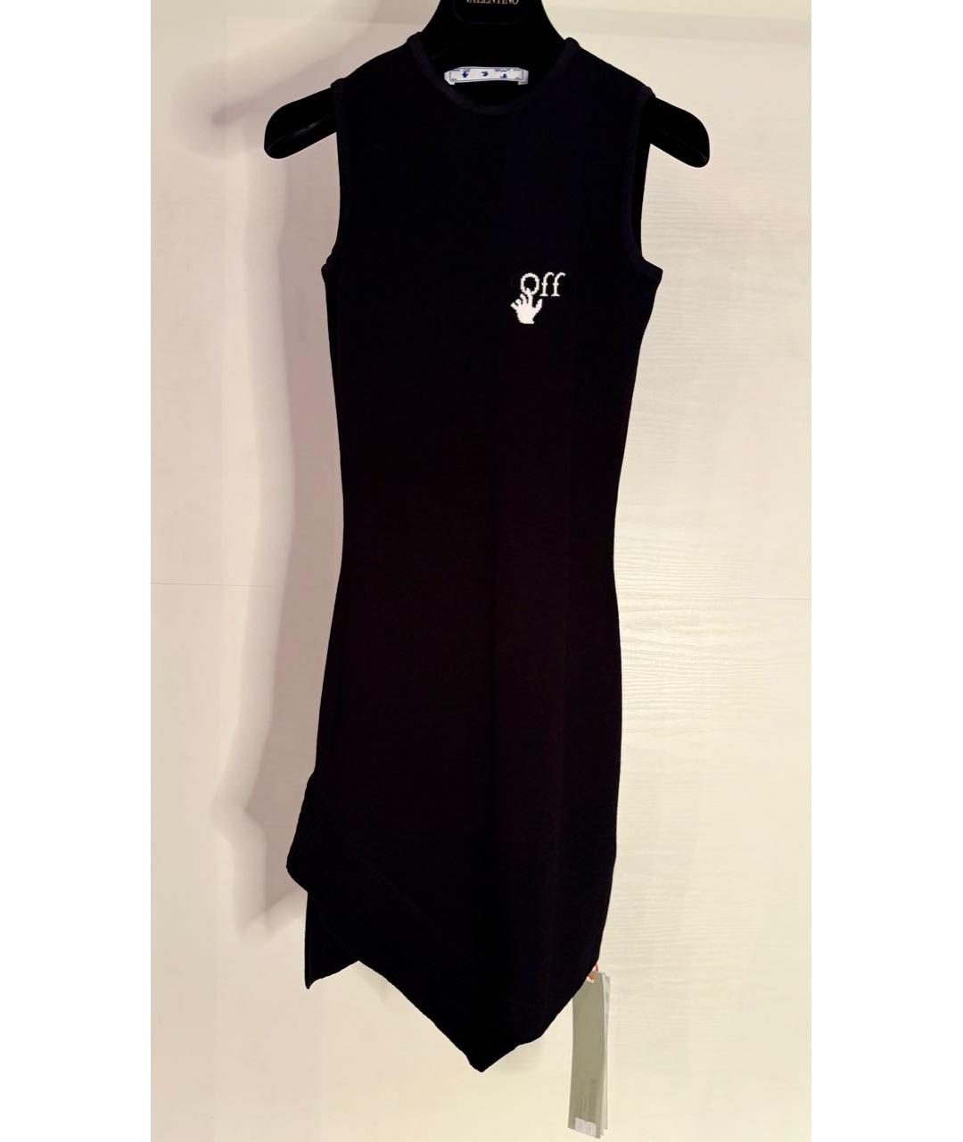 OFF-WHITE Черное вискозное повседневное платье, фото 7