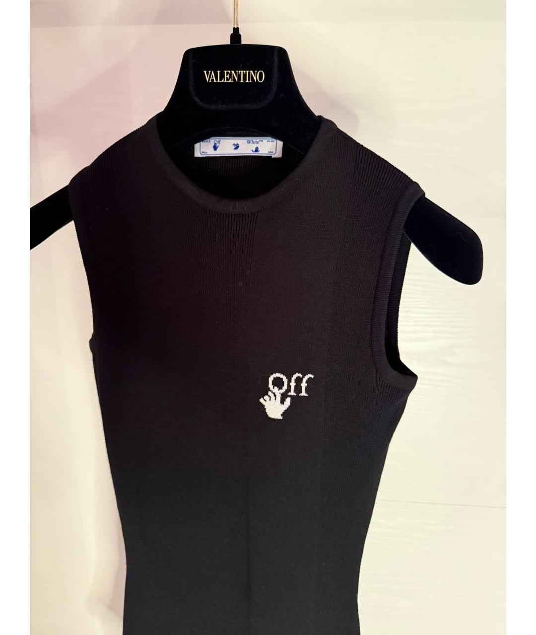 OFF-WHITE Черное вискозное повседневное платье, фото 3