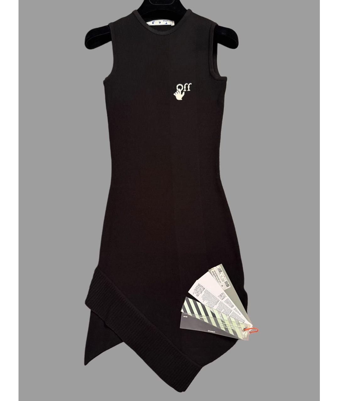 OFF-WHITE Черное вискозное повседневное платье, фото 4