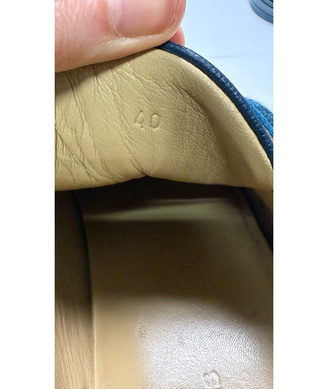 HERMES Бирюзовые кожаные низкие кроссовки / кеды, фото 5