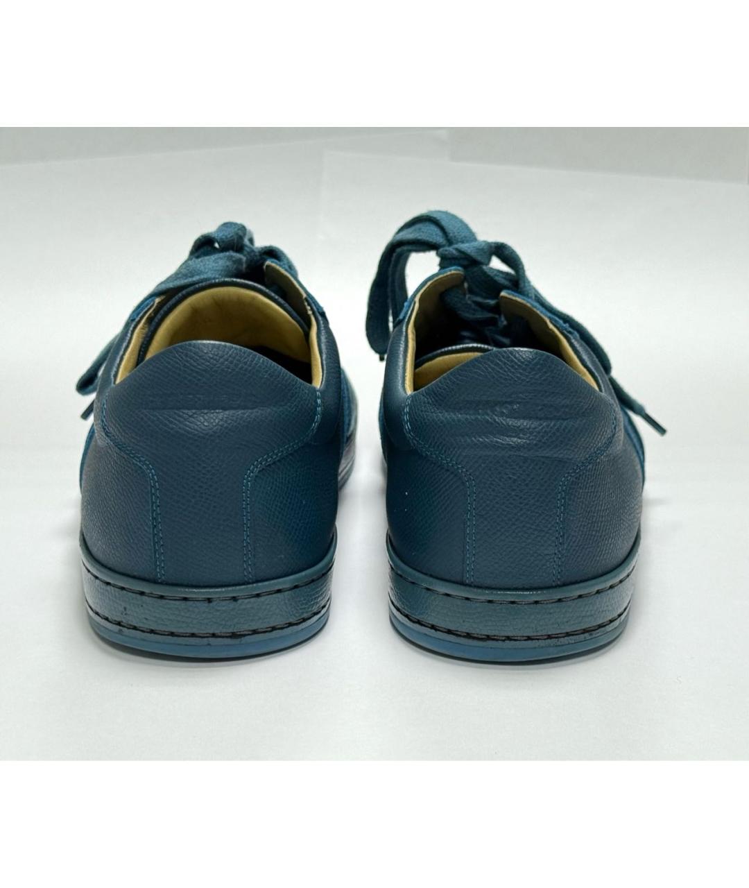 HERMES Бирюзовые кожаные низкие кроссовки / кеды, фото 3