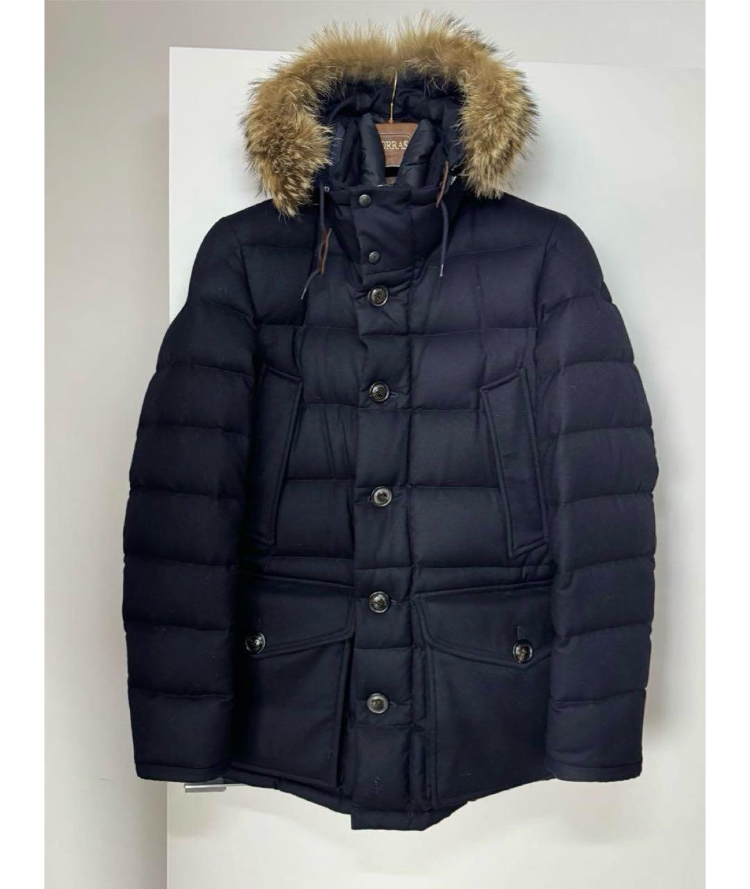 MONCLER Темно-синий меховой пуховик, фото 2