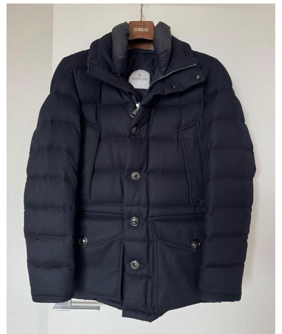 MONCLER Темно-синий меховой пуховик, фото 4