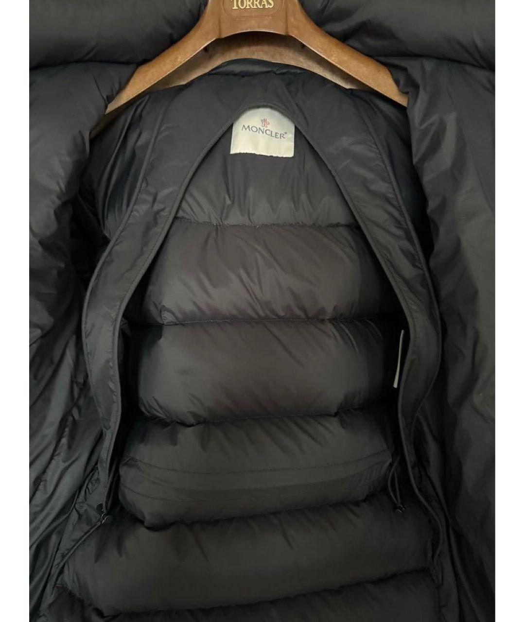 MONCLER Темно-синий меховой пуховик, фото 5