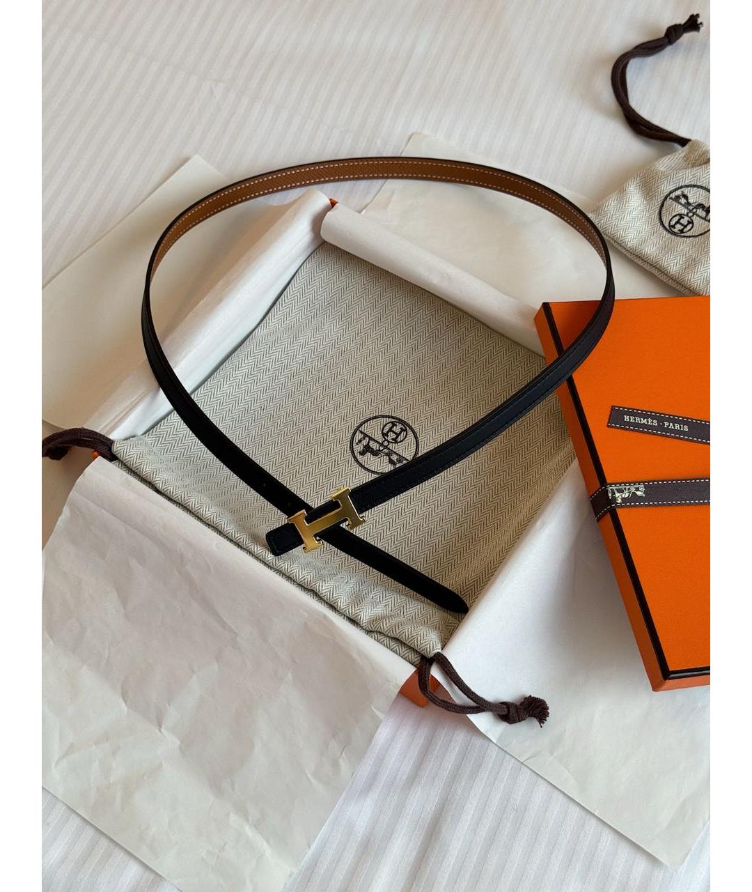 HERMES Черный кожаный ремень, фото 4