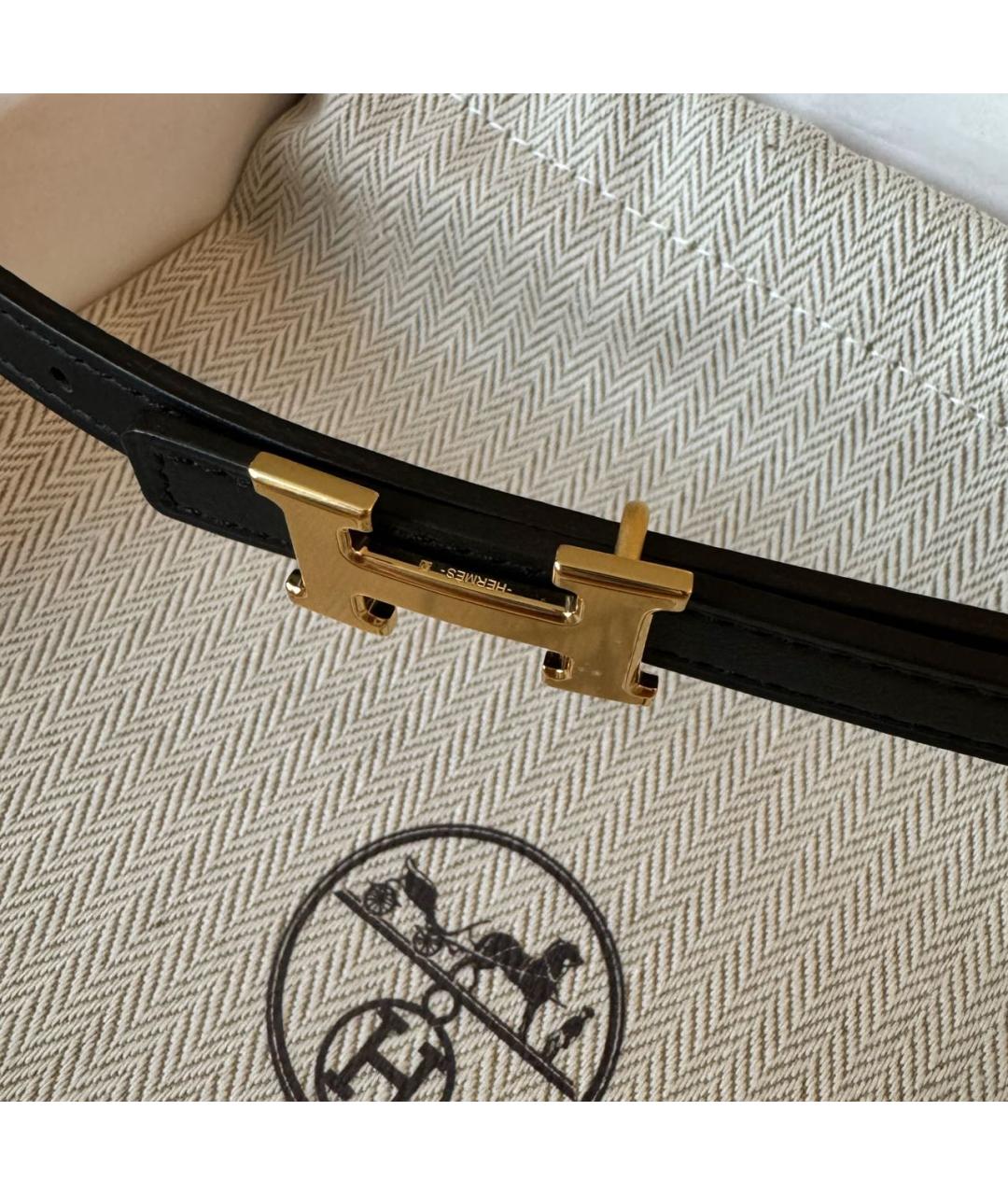 HERMES Черный кожаный ремень, фото 5