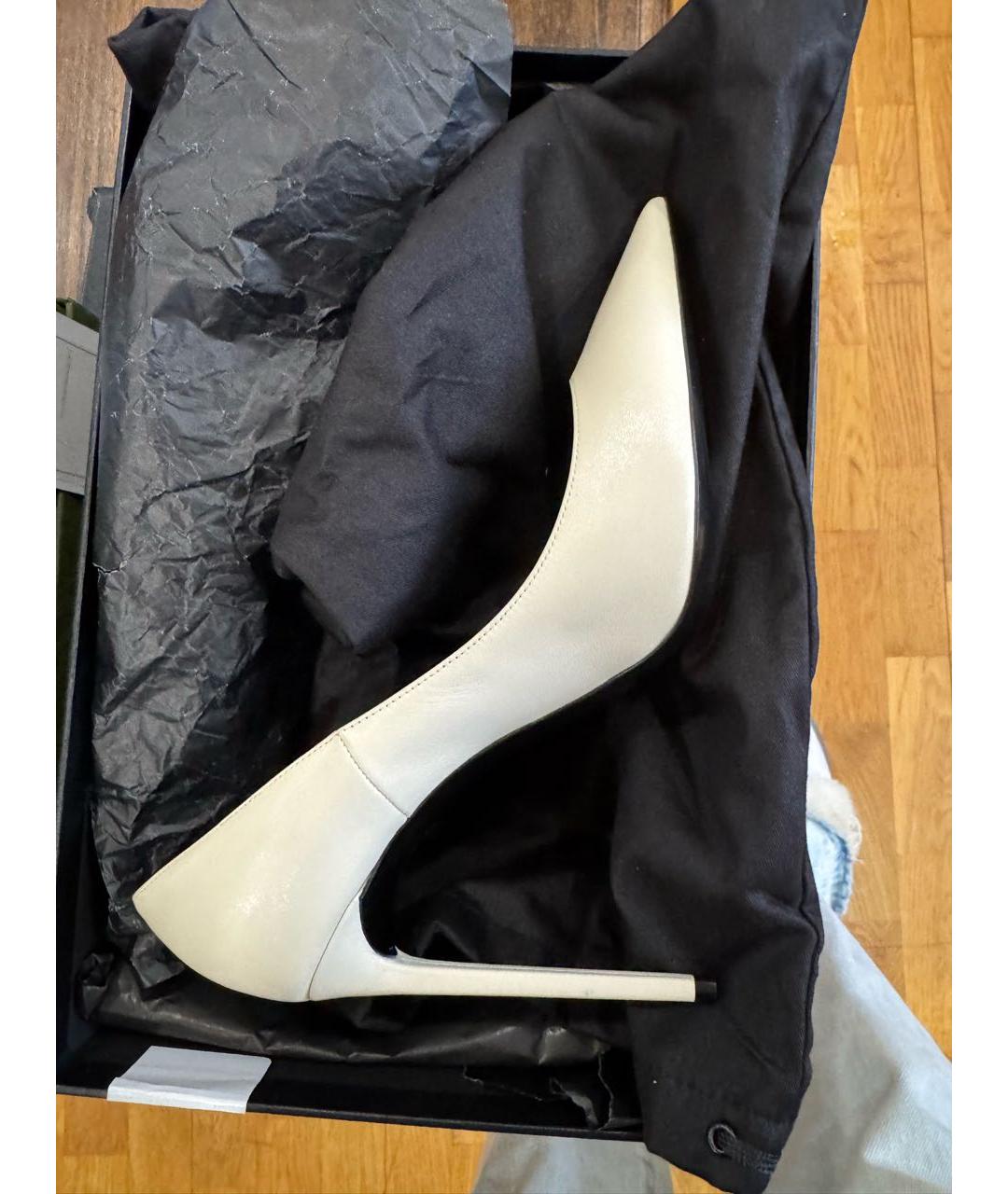 SAINT LAURENT Белые кожаные туфли, фото 6