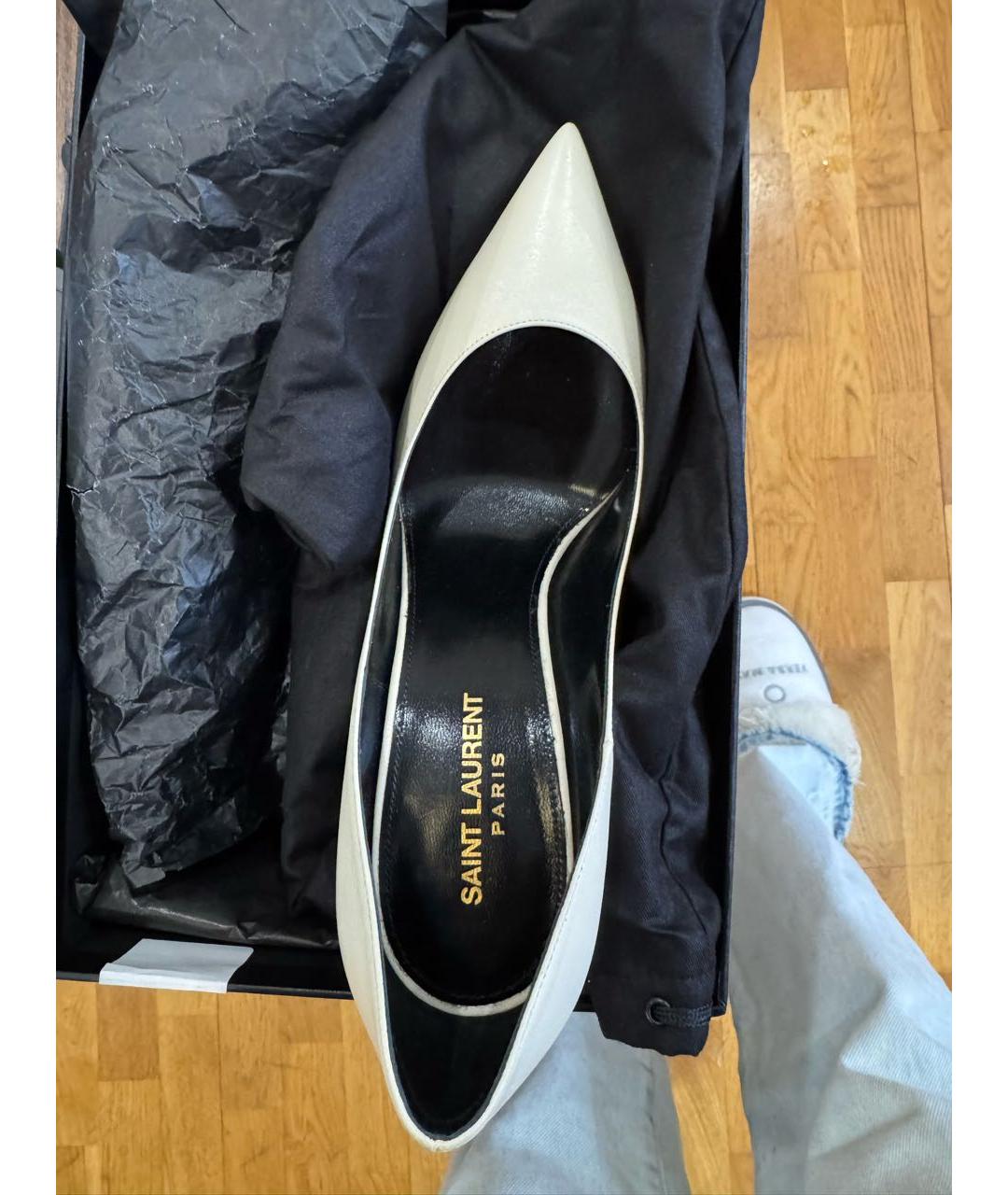 SAINT LAURENT Белые кожаные туфли, фото 3