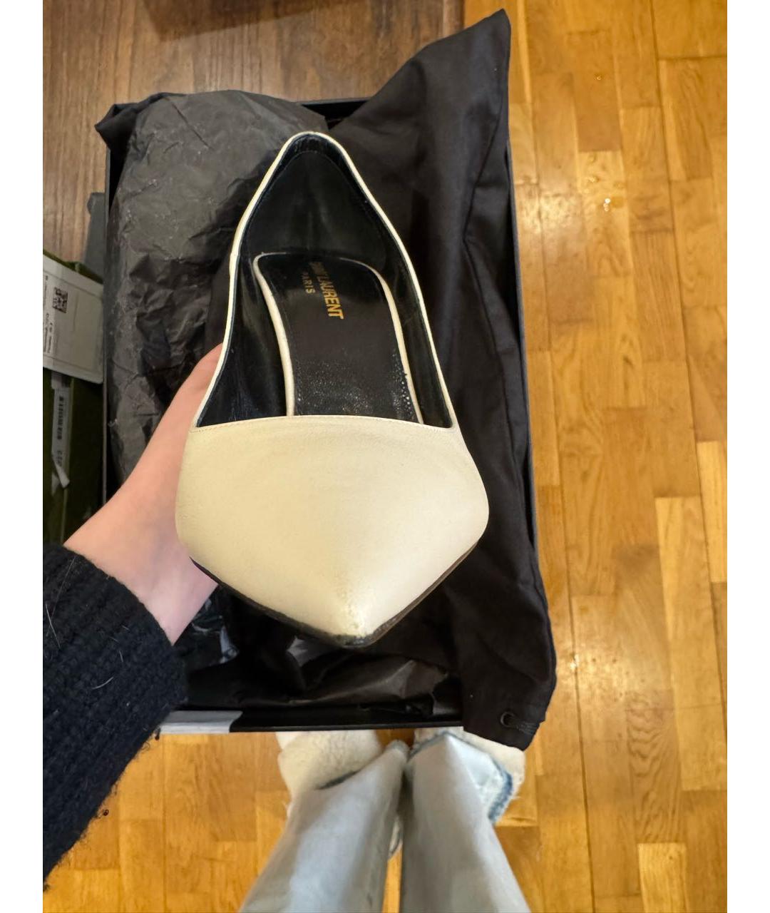 SAINT LAURENT Белые кожаные туфли, фото 2