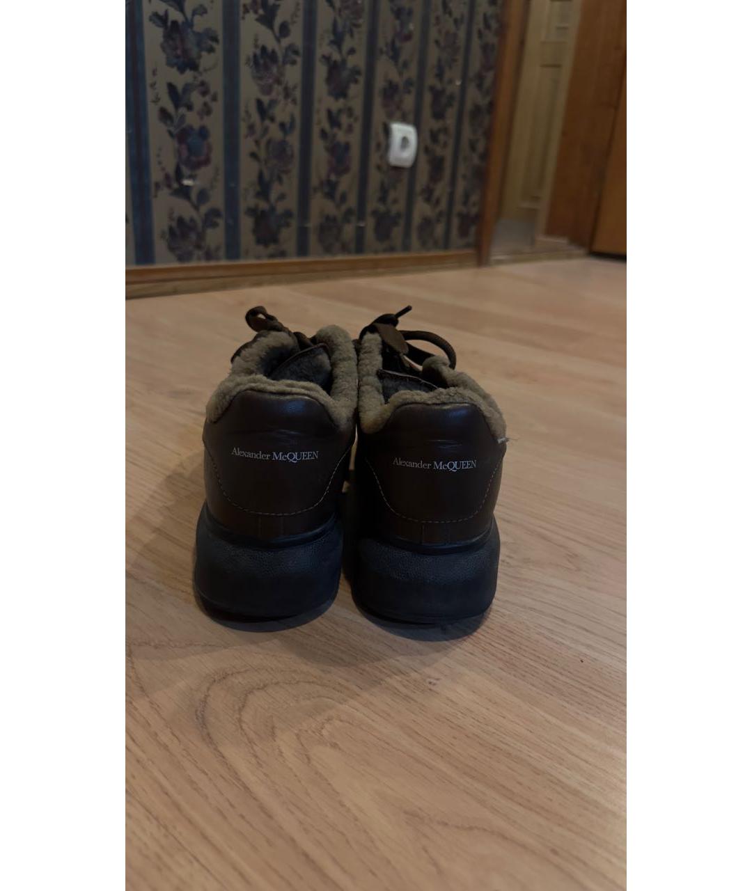 ALEXANDER MCQUEEN Коричневые кожаные кроссовки, фото 4