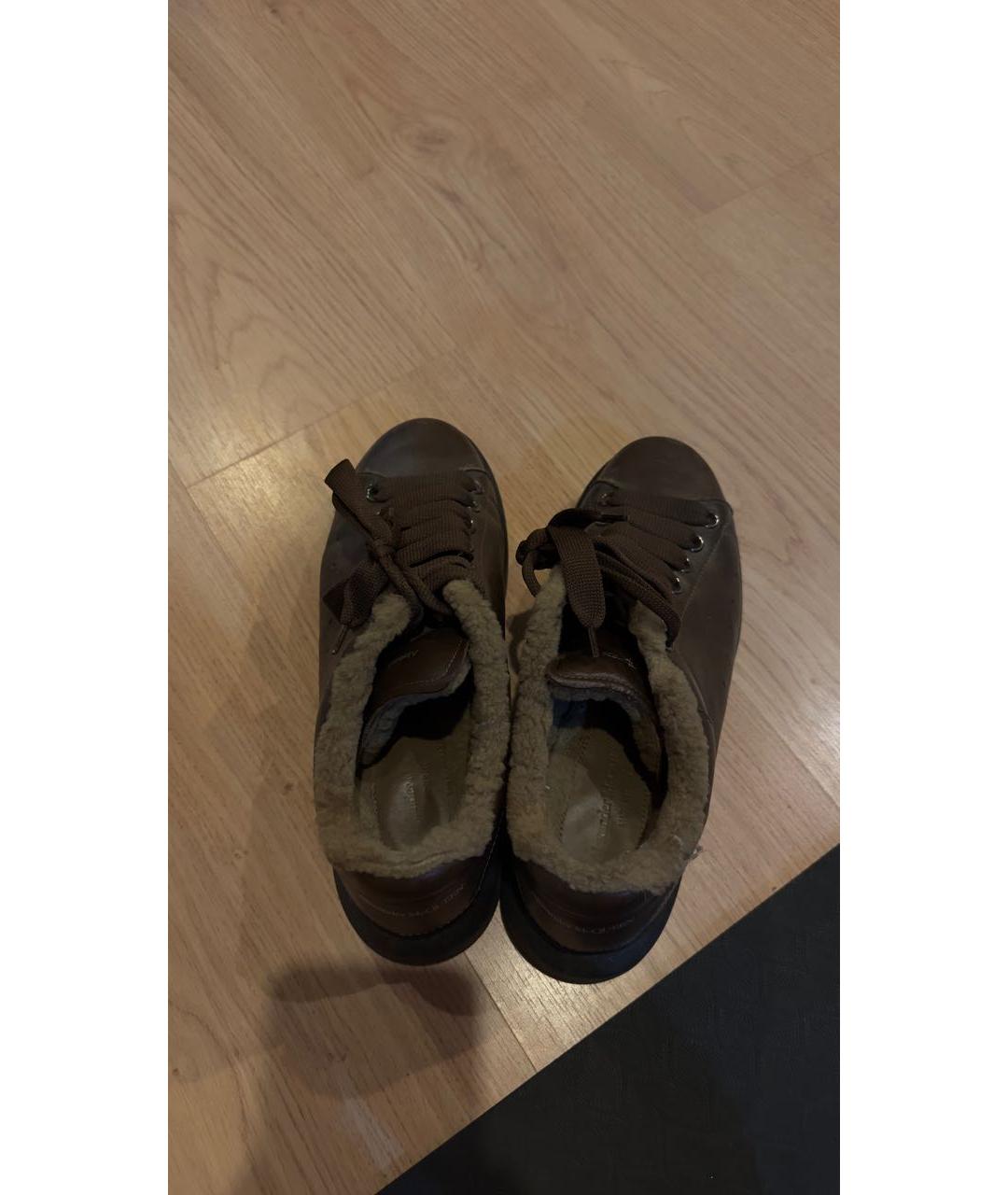 ALEXANDER MCQUEEN Коричневые кожаные кроссовки, фото 3