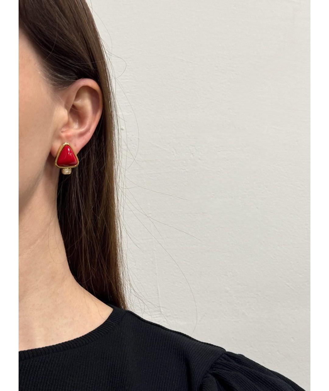 GIVENCHY Красные металлические серьги, фото 6