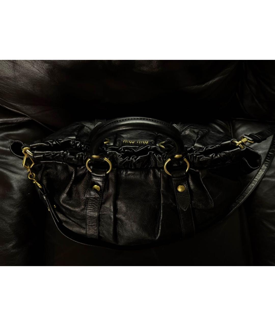 MIU MIU Черная кожаная сумка с короткими ручками, фото 7
