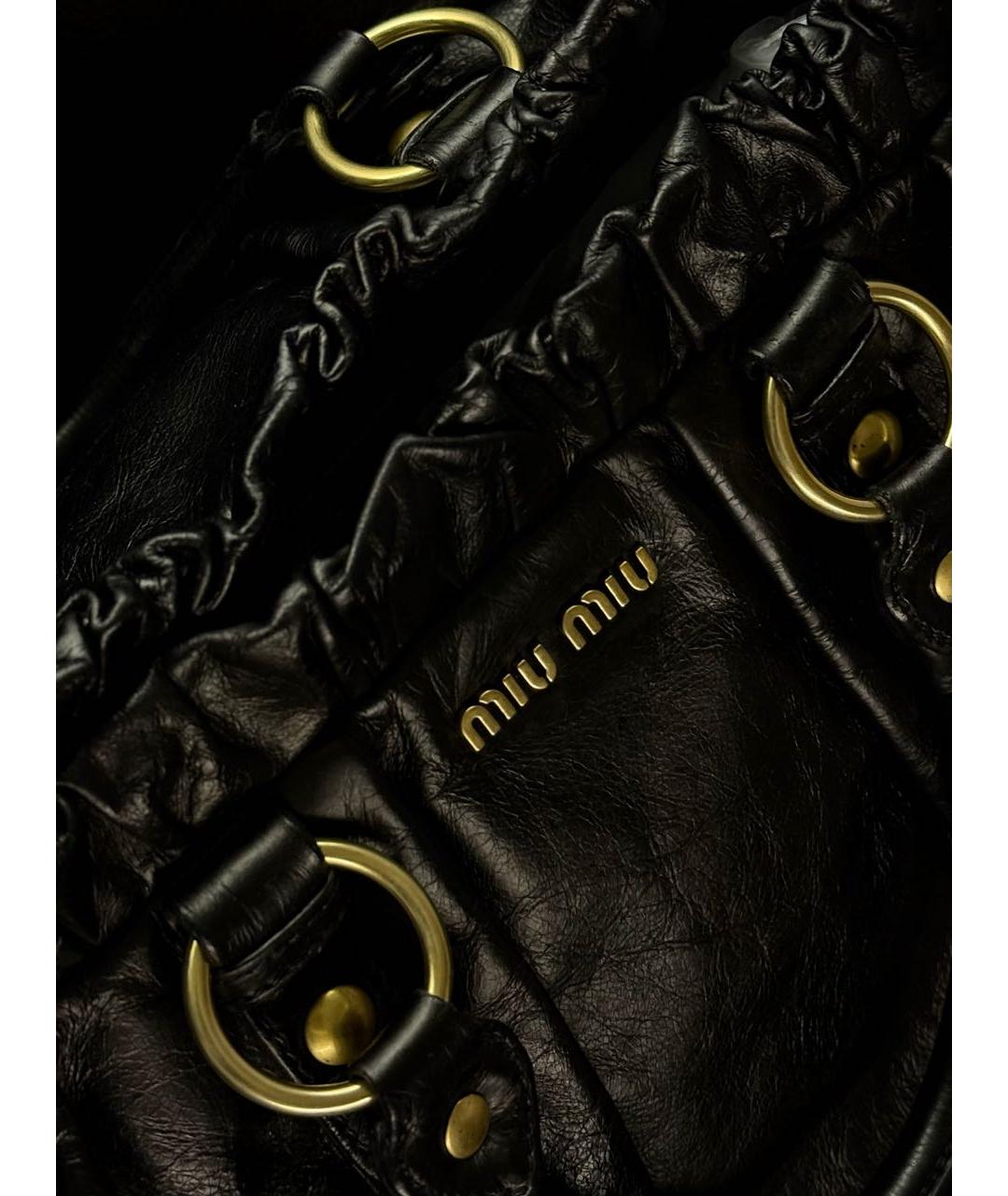 MIU MIU Черная кожаная сумка с короткими ручками, фото 6