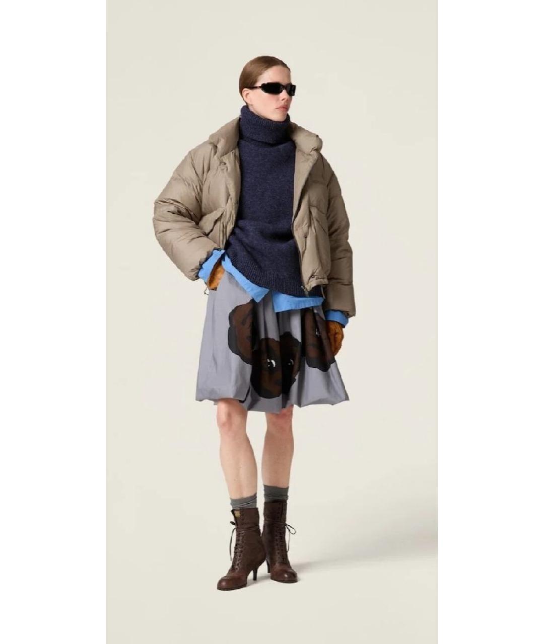 MIU MIU Бежевый полиэстеровый пуховик, фото 7