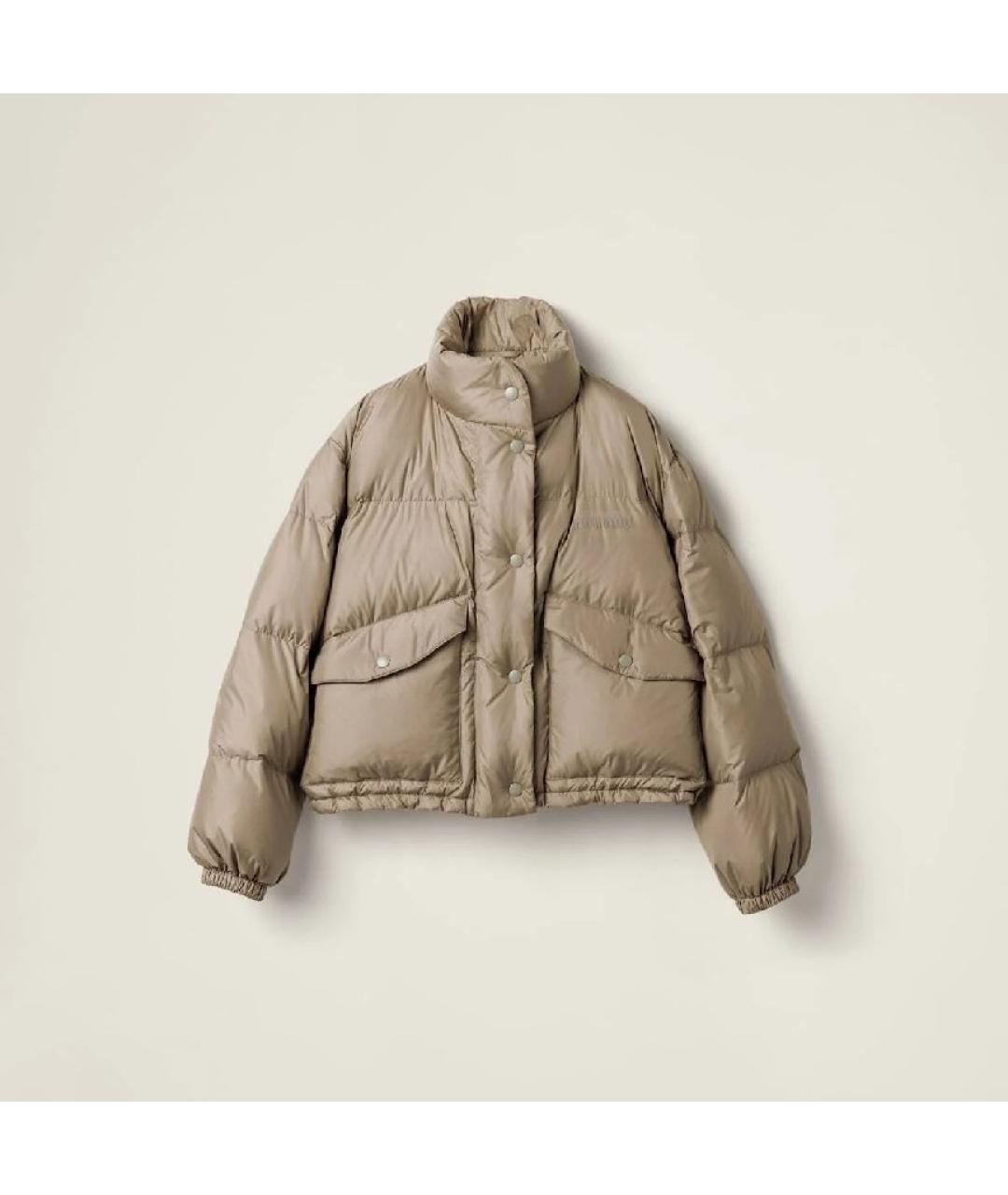 MIU MIU Бежевый полиэстеровый пуховик, фото 9