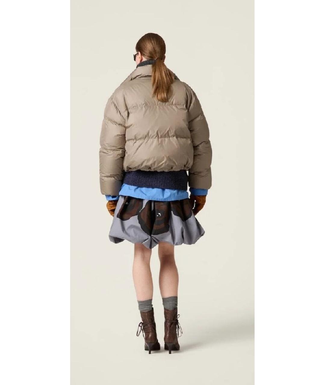 MIU MIU Бежевый полиэстеровый пуховик, фото 8