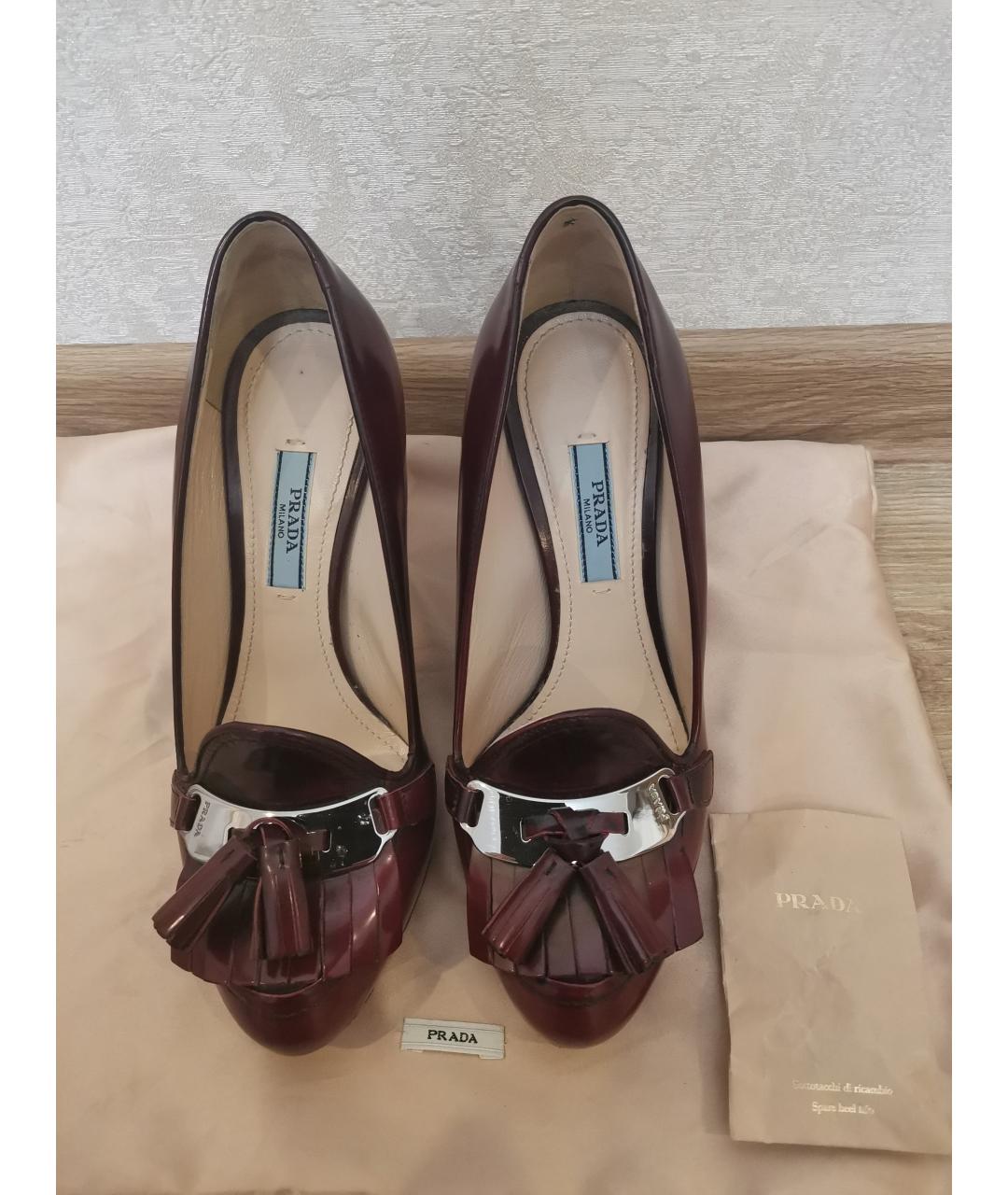 PRADA Бордовые кожаные туфли, фото 3